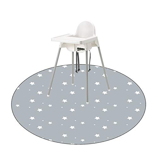 Image of Round Splat Mat for Under High Chair/Arts/Crafts, WOMUMON 53" Waterproof Spill Mat Washable Non-Slip Floor Protector Splash Mat, Messy Mat and Table Cloth