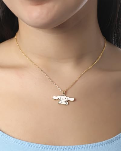 Hello Kitty Sanrio Womens Cinnamoroll Necklace 18", Flash-Plated Cinnamoroll Enamel 3D Pendant Necklace Official License3
