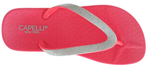 Capelli New York Girls Glitter Trim Fashion Flip Flops Pink3