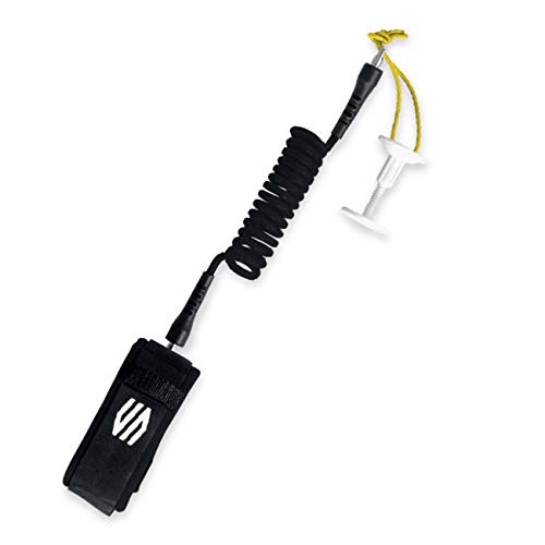 Sniper Correa de surf para bodyboard de lujo con espiral, tamaño pequeño/mediano, color negro y amarillo