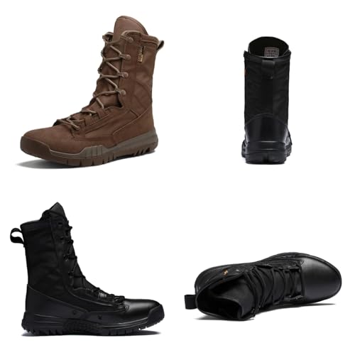 Men's Leather High Top Lace Up Military Tactical Boots 8 Inches Lightweight Combat Boots Durable Work Desert Army Jungle Booties2