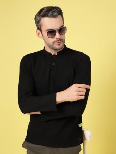 Image of Rigo Printed Casual T-Shirts for Men | Waffle Knit Solid T-Shirt for Men | Full Sleeves T-Shirts for Men