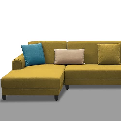 Image of Kraven LHS 6 Seater L Shape Sofa Set for Living Room (Yellow Fabric) Premium Fabric Sofa