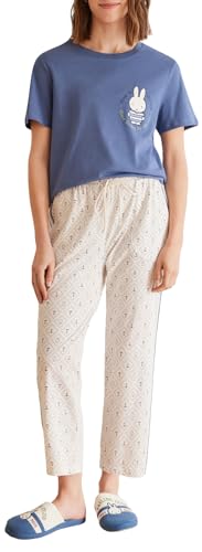 Women'secret Damen 1% Cotton Miffy Capri Pyjamas Pyjamaset, Forever Blue, L