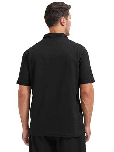 TUVEKE Polo Shirts for Men Short Sleeve Casual Knit Waffle Texture Polo Golf Shirt4
