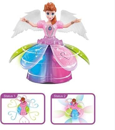 Image of Baby Doll Auto Rotating Princess Dancing Robot Music Toy 360 Rotational 3D LED Lights for Kids Children Birthday Gift Battery Operated Music & Lighting System (Multicolor)