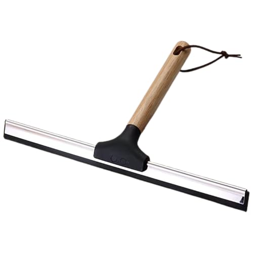 Image of 10 Inch Shower Squeegee with Wooden Handle Silicone Blade for Bathroom Shower Doors Mirrors Windows Cleaning Tool Water Wiper