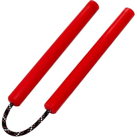 MSGumiho Flexible Polyurethane Rubber Nunchucks Nunchaku High Hardness and Elasticity Suitable for Kids Adults and Professionals (1Red) Cover