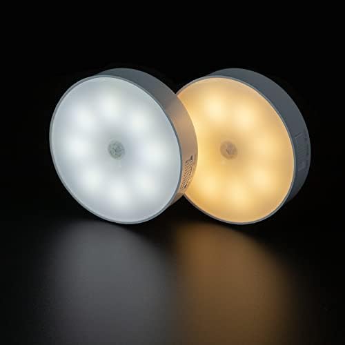 DSLebeen Motion Sensor Night Light, USB Rechargeable LED Night Lights Indoor for Stair Corridor Wardrobe Kitchen LED Lamps 2 Pack