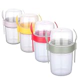 EYNEL 4 Pack On The Go 22 oz Breakfast Cups with Lids and Spoon, Reusable Cereal Yogurt Cup with Top
