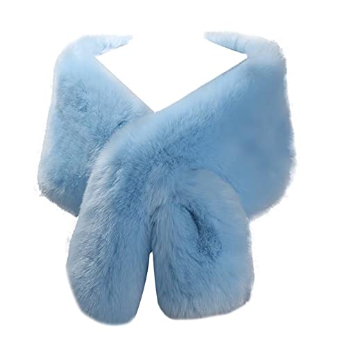 Women's Long Faux Fox Fur Wraps Pashminas Winter Elegant Faux Fur Long Shawl Stole Scarf For Bridesmaid Bridal