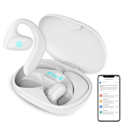 Deedlite Meacode Auricolari Traduttore AI Simultaneo, 144 Lingue, Funzione Offline, Cancellazione Rumore, Design Open-Ear Comodo (Bianco)