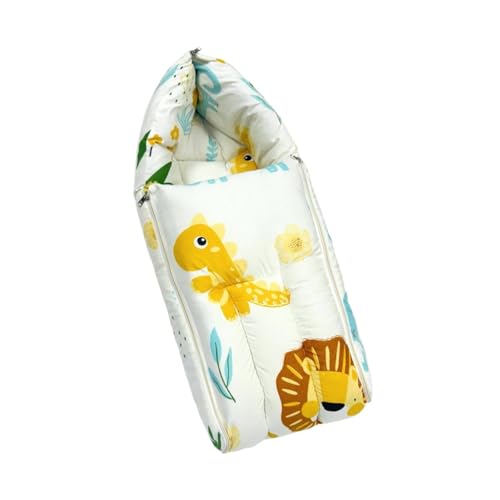 BUBZII Velvet Baby Sleeping Bag with Rabbit Logo | Soft, Safe & Cozy 3-in-1 Carry Nest, Sleeping Bag & Baby Blanket (Lion)