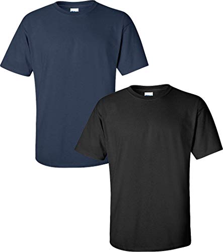 T-shirt en coton Gildan vêtement homme lot de 2 manches courtes col rond bleu marine S