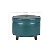 HomePop Round Leatherette Storage Ottoman with Lid, Teal