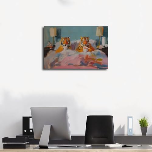 Impression sur toile de couple de tigres, tableau déco de qualité premium