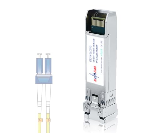 Elfcam® - Módulo de transceptor de fibra óptica (10 Gb SFP+, conector LC/UPC DM (OS2), 10GBase-LR SFP+ módulo 1310 nm, compatible con Freebox Ultra,1 unidades