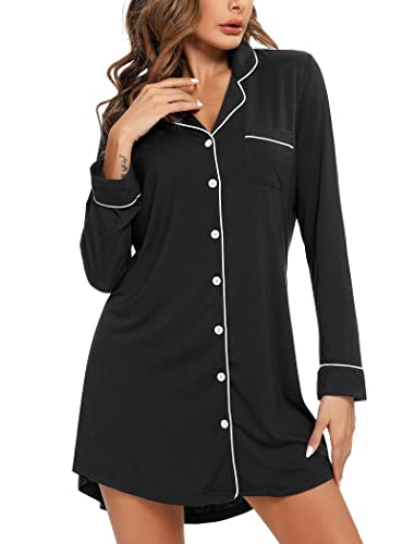 Leikar Maternity Nightgown For Women Nursing Pajamas Long Sleeve Sleepshirt2