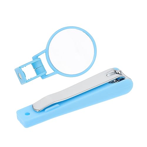 IWOWHERO 2個 つめきりばさみ ネイルプライヤー 拡大鏡付き爪切り マニ バリカン 足の爪カッター 小型犬の爪切り ペディ ツール プラスチックと特殊処理の炭素鋼 Blue