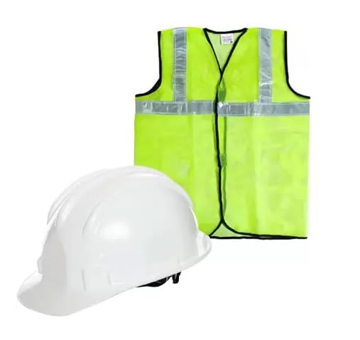 Safety Hard Head Helmet & Reflective Safety Jacket for Outdoor Construction (White Helmet with Green Jacket)- 1 Set (B0CD5GQQ1G) Amazon Price History, Amazon Price Tracker