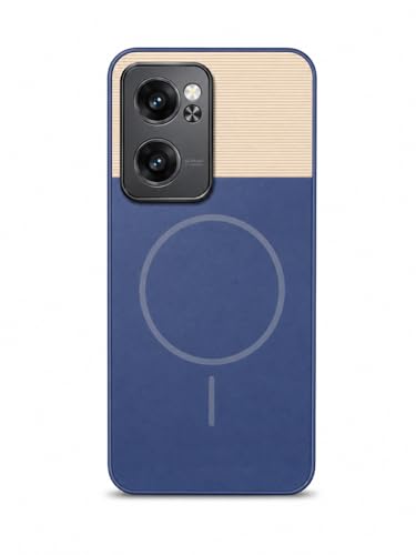 Image of Bintage Mac Safe Design Hard Slim Back Case | Soft Border Camera Protect | Dual PU Leather Finish Back Cover Compatible for One Plus Nord CE 2 5G - Royal Blue