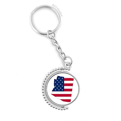 Porte-clés rotatif Arizona USA drapeau étoiles et stripes anneau keyholder