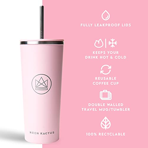 Neon Kactus, Pink Flamingo Stainless Steel Tumbler, Insulated Tumblers with Straw and Flip Lid - Image 4