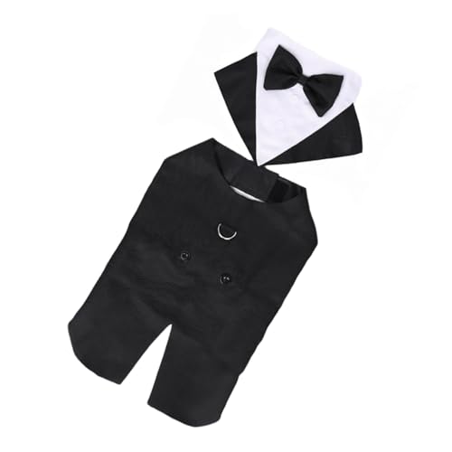 Traje formal para perro tuxedo con moño talla S