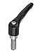 Kipp 06461-2081X15 Zinc Adjustable Handle with M8 External Thread, Modern Design Style, Stainless Steel Components, Metric, Black Satin Powder-Coated Finish, 15 mm Screw Length, Size 2