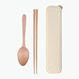 CAFIEDR Palillos de Fibra de Vidrio de 3 Piezas portátiles con Estuche, Juego de Cubiertos Reutilizables, Palillos de Viaje de Madera con Mango, Q