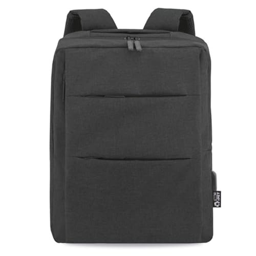 Adri - Mochila para portátil de hombre o mujer - 15,6 púlgadas - Con puerto USB - Mochila para viajes o trabajo con diseño ligero y resistente - colores (Negro)