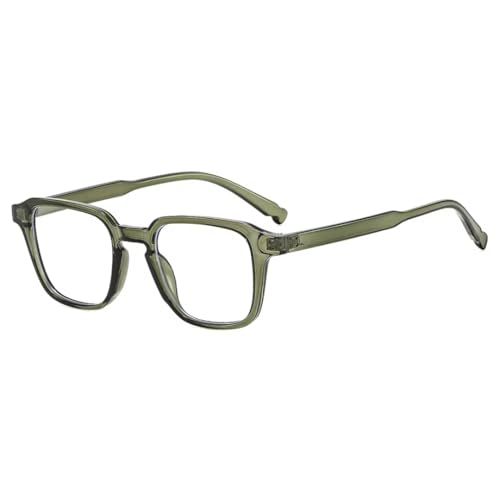 HFVURJ Montura de gafas de sol vintage para mujer, lentes transparentes, montura con remaches para hombre (verde oliva transparente)