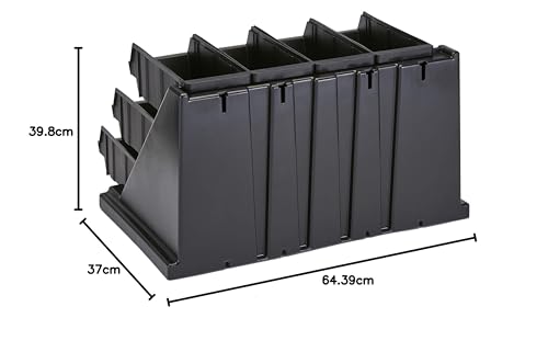 Cambro 12RS12110 Black Versa Self Serve Condiment Bin Stand Set with 3-Tier Stand and 12" Condiment Bins Case of 1