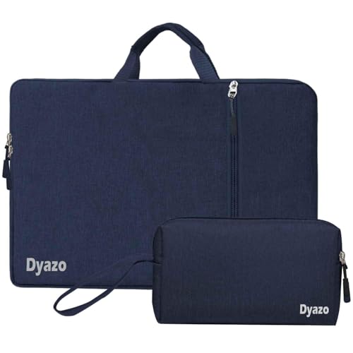 Dyazo 13.3 Inch Laptop Sleeve with Handle & Charger Pouch | Slim Water-Resistant Shockproof Bag with Front Accessories Pocket | Compatible for MacBook Air/Pro, HP Envy 13, Dell, Lenovo & More (Blue)