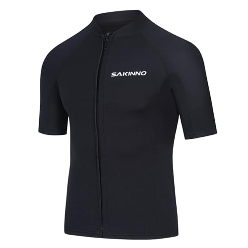 Men Wetsuit Tops 2mm Neoprene Jacket Surfing Swimming Short Sleeve Front Zip Wet Suit for Water Sports miniatura 3