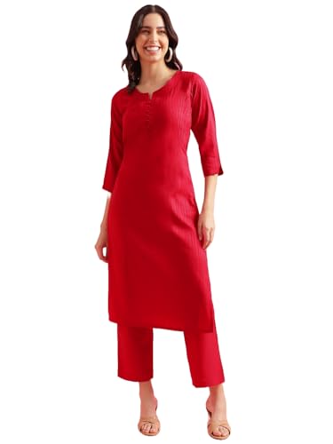 Image of Hritika Magenta Viscose Rayon Straight Pattern Kurtaset (HRKB0048MGNTA XXL)