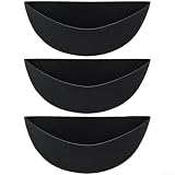 Fodera per cesti sospesi in feltro a semicerchio, in tessuto resistente, per vasi da fiori, ritenzione dell'umidità, accessori da giardino per patio, balcone, ufficio, nero, confezione da 3, 35 cm