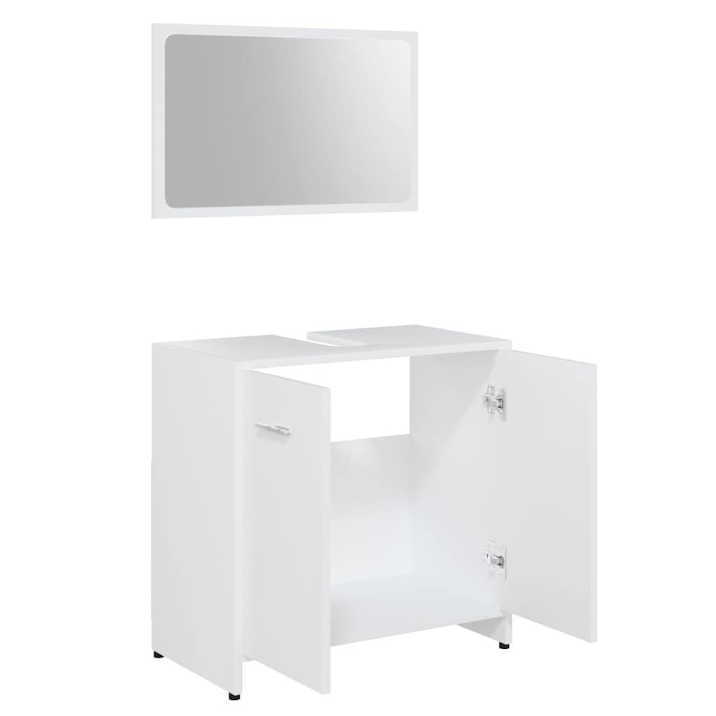 Ensemble de 3 meubles de salle de bain en bois blanc avec armoire haute