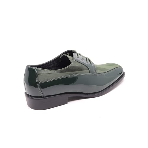 Image of Men's Oxford Lace up Striped Satin Patent Tuxedo Dress Shoes MC-179