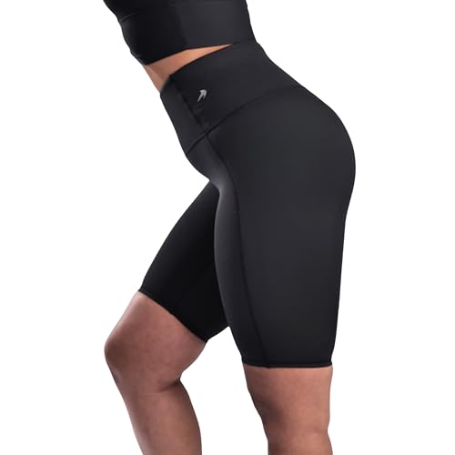 CompressionZ Women's Compression High Waisted Biker Shorts, Tummy Control for Workouts 10' Black 2X-Large