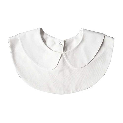 Juland Lady's Fake Collar Half Shirt Blouse Detachable False Collar OL Joker Shirt Decorative Collar Dickey Collar Cuff Cotton Choker Tie False Lapel Round – White