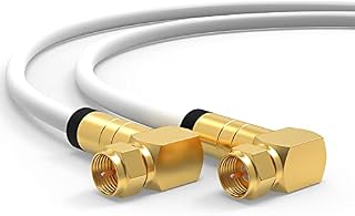 RedStar24 Kabel satelitarny SAT, 2 m, kabel antenowy SAT, cyfrowy kabel koncentryczny, Internet koncentryczny, 2 x wtyczka F 90°, kątowy, router, modem, kabel przyłączeniowy HD 4K UHD, DVB-S DVB-S2, biały