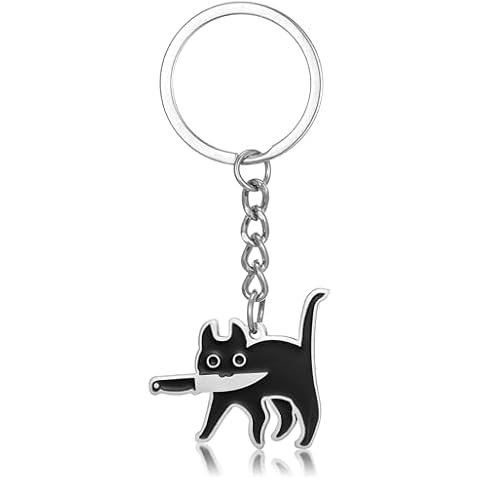 Ouligay Funny Black Cat Keychain Cover