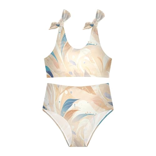 Rose Gold Elegant Texture Abstract Pattern Girl Two Pieces Kids Bikini Set Beach Bathing Suit Swimwear Adjustable3
