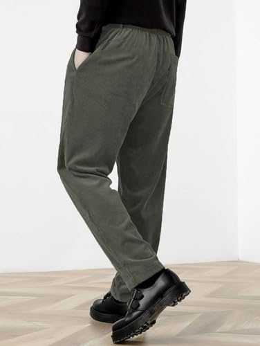 Image of KOTTY Men's Solid|Button|Straight|Regular fit|Corduroy Trousers|Pant for Men