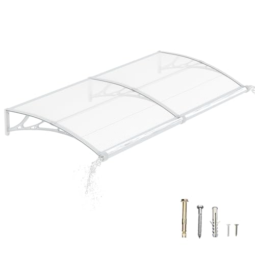 DAWNINGHOMM Vordach für Haustür, 80 x 200 cm Überdachung Haustür mit separater Entwässerung, Transparentes Pult Vordach für UV-, Regen- und Schneeschutz – Ideal für Eingang, Fenster Terrasse