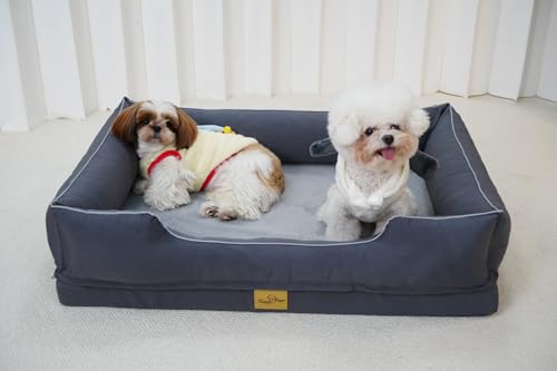 BingoPaw Orthopedic Dog Beds Large: Dog Bed Sofa with Bolster Sides, Supportive Flat Foam, Waterproof Liner, Washable Removable Cover and Anti-slip Bottom L (94.5x67x19.5cm),Grey - Image 3