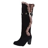 Sunnyuk Botas Mujer Botas De Nieve Grandes De Comercio Exterior Con Hebilla De Cinturón De Tacón Grueso De Otoño E Invierno Para Mujer Regalos Originales