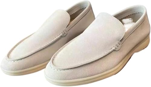 Men's Suede Loafers Slip-Ons Moccasins for Men Summer Dress Shoes Lightweight and Breathable Flat Loafer Casual Driving Walking Shoes Oxford Shoes