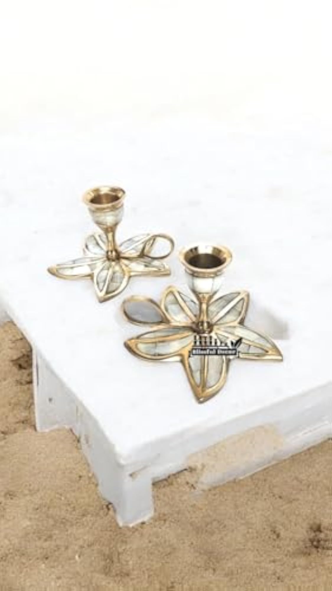 Pure Brass Leaf Shape Candle Holder Tabletop Decor